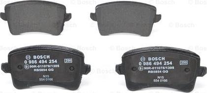 BOSCH 0 986 494 254 - Тормозные колодки, дисковые, комплект www.parts5.com