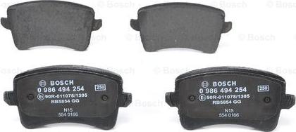 BOSCH 0 986 494 254 - Тормозные колодки, дисковые, комплект www.parts5.com