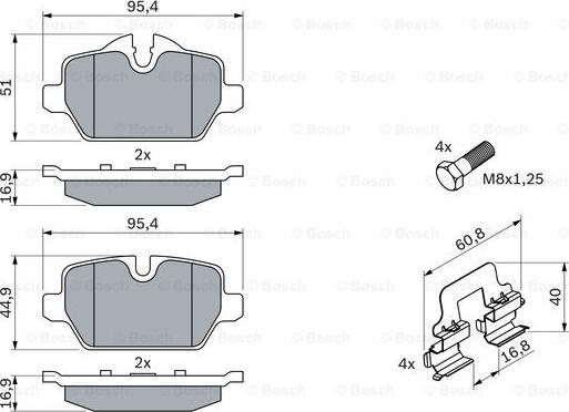 BOSCH 0 986 494 269 - Komplet zavornih oblog, ploscne (kolutne) zavore parts5.com