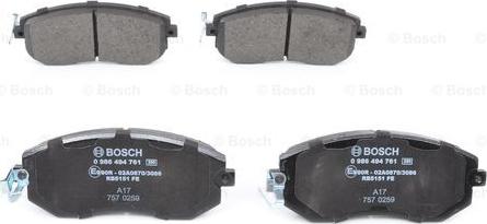 BOSCH 0 986 494 761 - Sada brzdových destiček, kotoučová brzda www.parts5.com