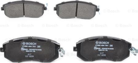 BOSCH 0 986 494 761 - Sada brzdových destiček, kotoučová brzda www.parts5.com