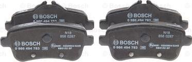 BOSCH 0 986 494 783 - Тормозные колодки, дисковые, комплект www.parts5.com