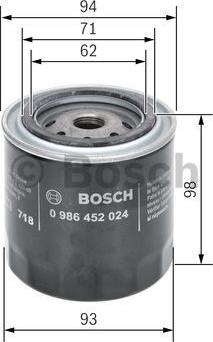 BOSCH 0 986 452 024 - Filtro de aceite www.parts5.com