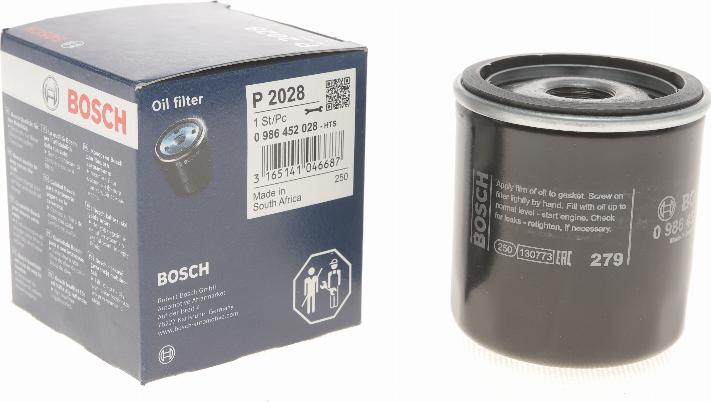 BOSCH 0 986 452 028 - Маслен филтър www.parts5.com