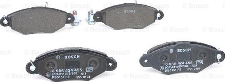 BOSCH 0 986 424 455 - Set placute frana,frana disc www.parts5.com