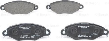 BOSCH 0 986 424 453 - Тормозные колодки, дисковые, комплект www.parts5.com