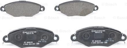 BOSCH 0 986 424 453 - Тормозные колодки, дисковые, комплект www.parts5.com