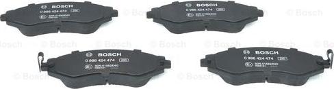 BOSCH 0 986 424 474 - Brake Pad Set, disc brake www.parts5.com