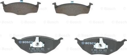 BOSCH 0 986 424 502 - Brake Pad Set, disc brake www.parts5.com