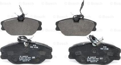 BOSCH 0 986 424 033 - Brake Pad Set, disc brake www.parts5.com