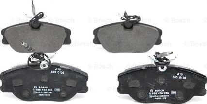 BOSCH 0 986 424 033 - Brake Pad Set, disc brake www.parts5.com