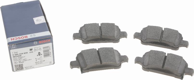 BOSCH 0 986 424 839 - Brake Pad Set, disc brake www.parts5.com