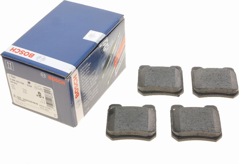 BOSCH 0 986 424 754 - Komplet kočnih obloga, disk kočnica www.parts5.com