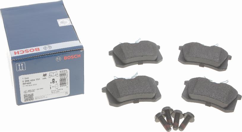 BOSCH 0 986 424 751 - Komplet zavornih oblog, ploscne (kolutne) zavore www.parts5.com