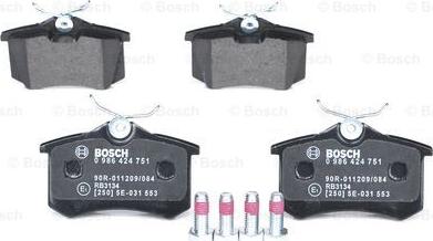 BOSCH 0 986 424 751 - Fren balata seti, diskli fren www.parts5.com