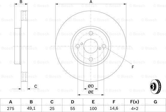 BOSCH 0 986 479 245 - Тормозной диск www.parts5.com