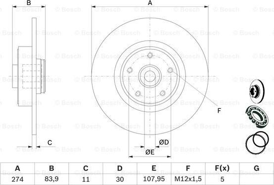 BOSCH 0 986 479 273 - Тормозной диск www.parts5.com