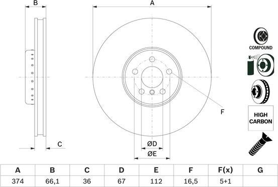 BOSCH 0 986 479 F60 - Brake Disc www.parts5.com