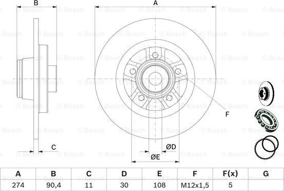 BOSCH 0 986 479 F30 - Féktárcsa www.parts5.com