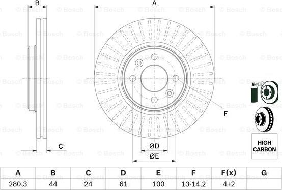 BOSCH 0 986 478 590 - Tarcza hamulcowa www.parts5.com