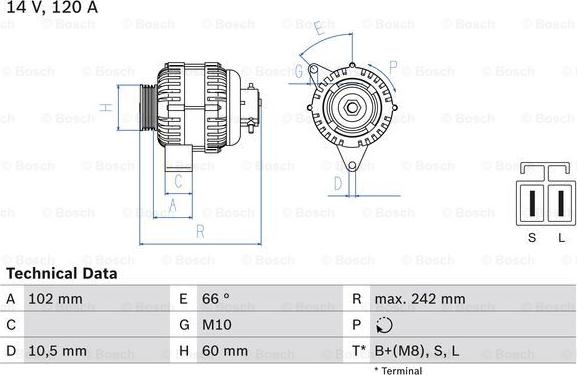 BOSCH 0 986 049 550 - Alternator www.parts5.com