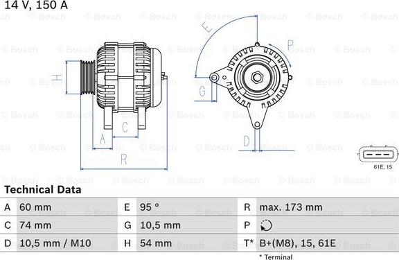 BOSCH 0 986 045 031 - Alternador www.parts5.com