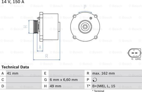 BOSCH 0 986 041 750 - Generator / Alternator parts5.com