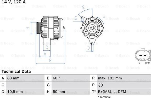 BOSCH 0 986 047 540 - Alternator www.parts5.com