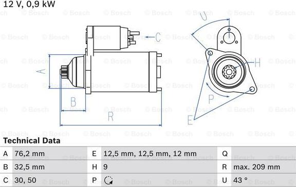 BOSCH 0 986 019 890 - Startér www.parts5.com