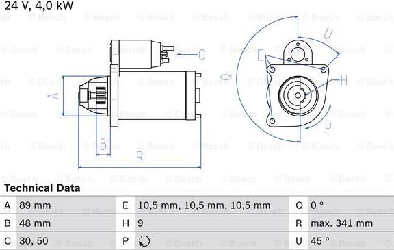 BOSCH 0 986 011 280 - Стартер www.parts5.com