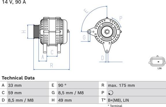 BOSCH 0 986 085 170 - Alternador www.parts5.com