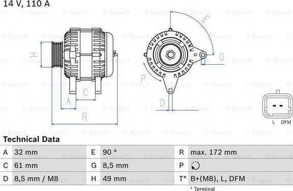 BOSCH 0 986 080 330 - Генератор www.parts5.com