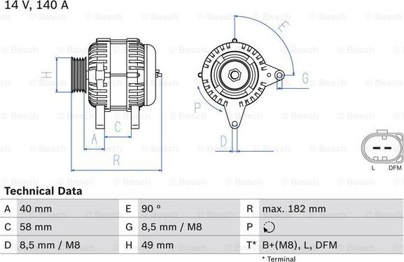 BOSCH 0 986 083 050 - Alternator www.parts5.com