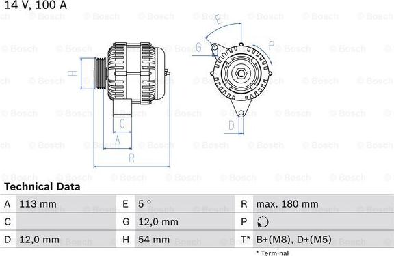 BOSCH 0 986 083 210 - Generator / Alternator www.parts5.com