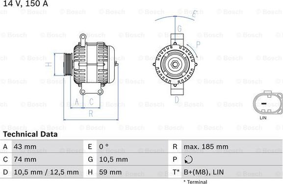 BOSCH 0 986 082 580 - Generator / Alternator www.parts5.com