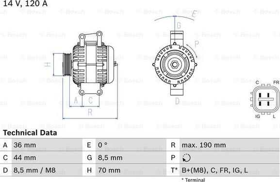 BOSCH 0 986 082 050 - Alternatör www.parts5.com