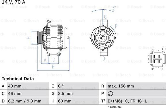 BOSCH 0 986 082 800 - Alternator www.parts5.com