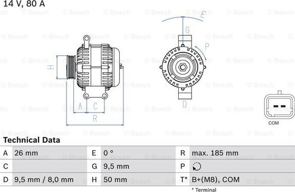 BOSCH 0 986 082 880 - Generator / Alternator www.parts5.com