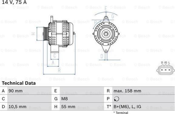 BOSCH 0 986 082 830 - Alternador www.parts5.com