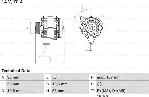 BOSCH 0 986 039 760 - Generator / Alternator www.parts5.com