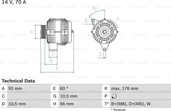 BOSCH 0 986 036 820 - Alternador www.parts5.com