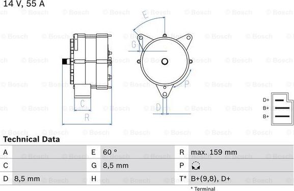 BOSCH 0 986 031 020 - Генератор www.parts5.com