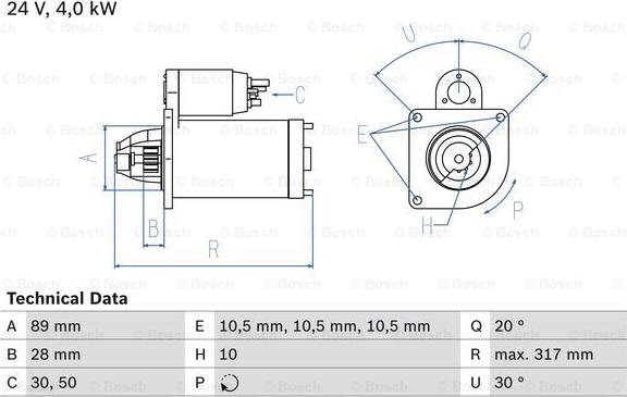 BOSCH 0 986 020 070 - Starter www.parts5.com