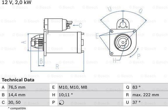 BOSCH 0 986 023 530 - Rozrusznik www.parts5.com