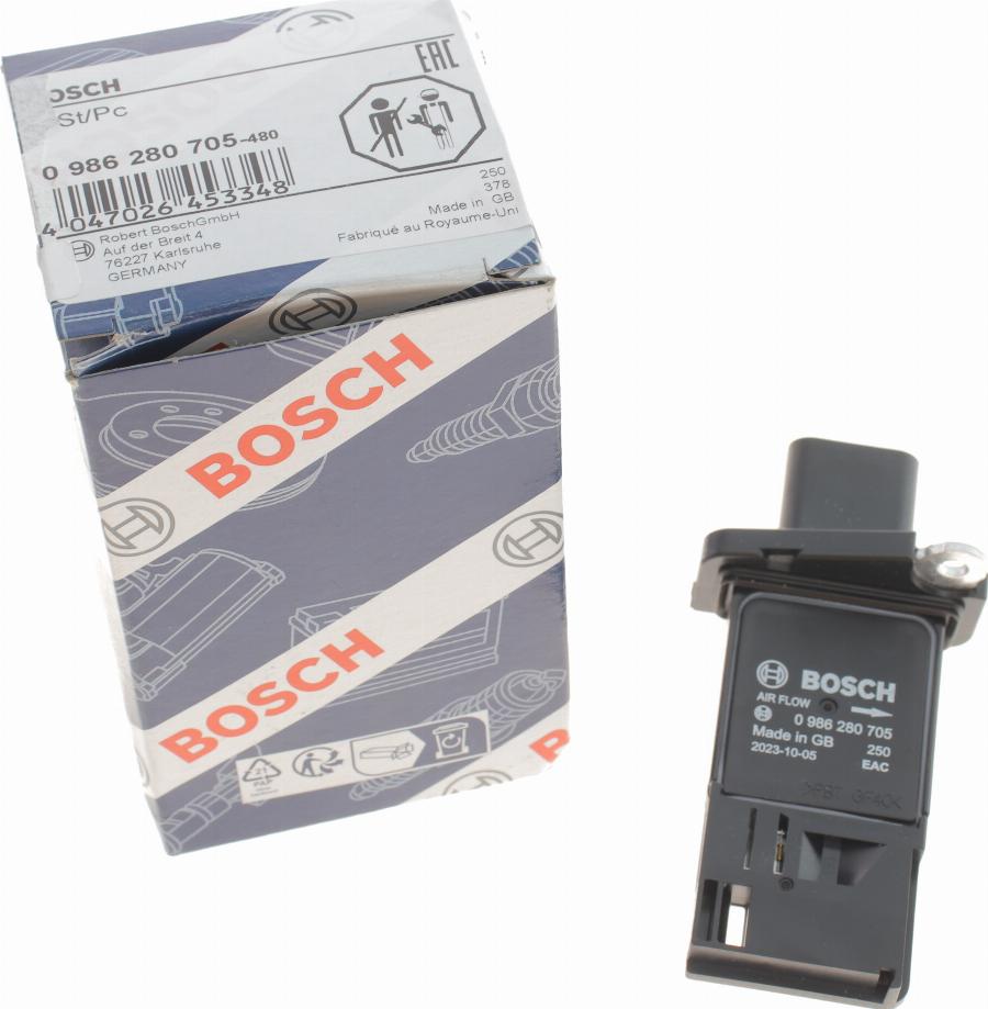 BOSCH 0 986 280 705 - Датчик потока, массы воздуха www.parts5.com