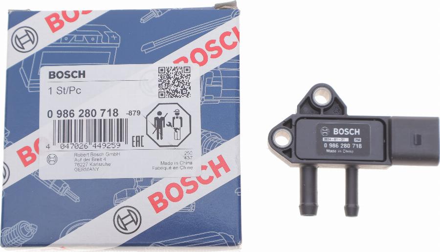 BOSCH 0 986 280 718 - Senzor, tlak ispušnih plinova www.parts5.com