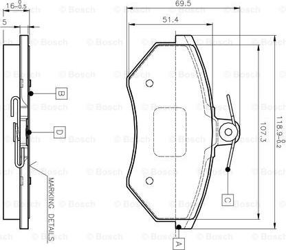 BOSCH 0 986 TB2 004 - Тормозные колодки, дисковые, комплект www.parts5.com