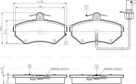 BOSCH 0 986 TB2 312 - Σετ τακάκια, δισκόφρενα www.parts5.com