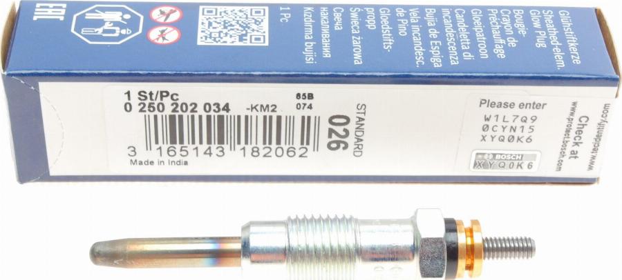 BOSCH 0 250 202 034 - Glow Plug parts5.com