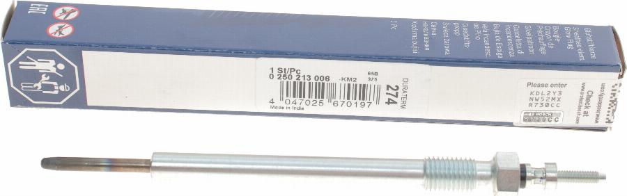 BOSCH 0 250 213 006 - Glow Plug www.parts5.com